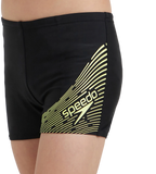 Boy's Endurance 10 Medley Logo Aquashort - Black & Lemon Drizzle