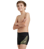 Boy's Endurance 10 Medley Logo Aquashort - Black & Lemon Drizzle