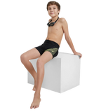 Boy's Endurance 10 Medley Logo Aquashort - Black & Lemon Drizzle