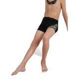 Boy's Endurance 10 Medley Logo Aquashort - Black & Lemon Drizzle