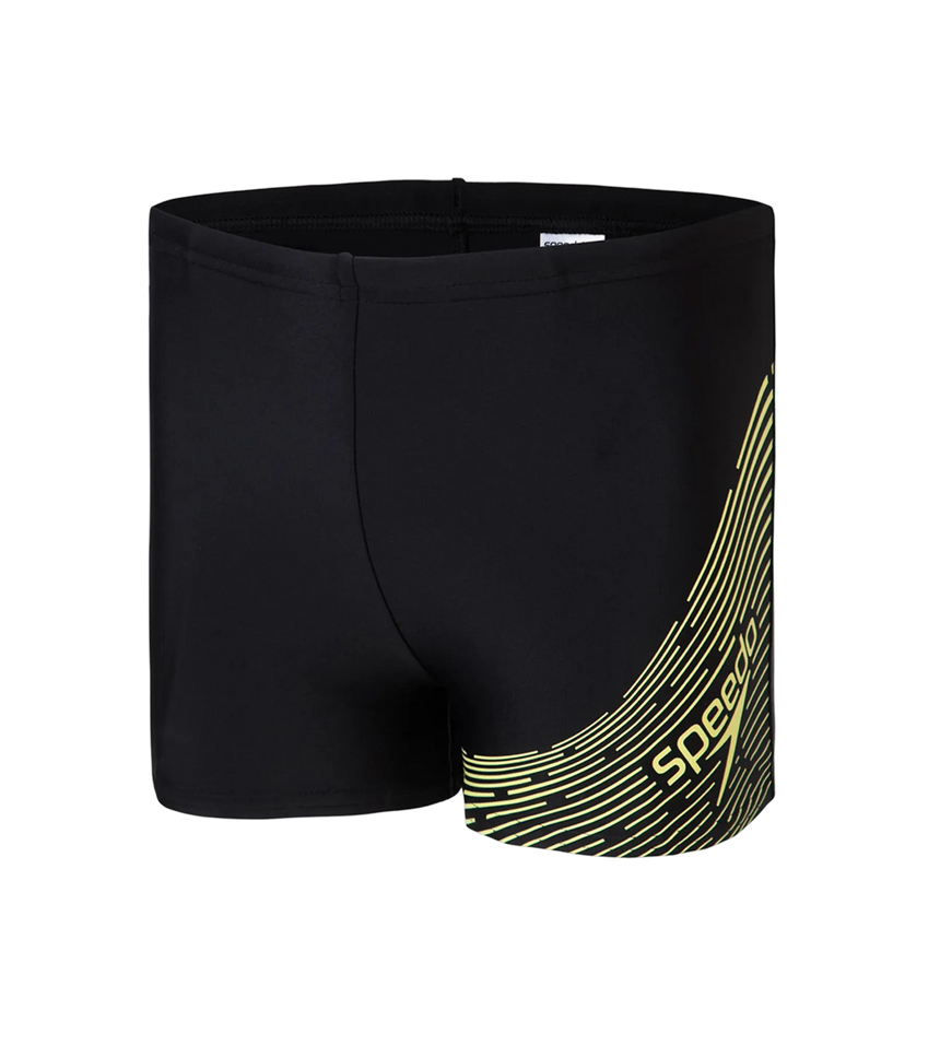 Boy's Endurance 10 Medley Logo Aquashort - Black & Lemon Drizzle