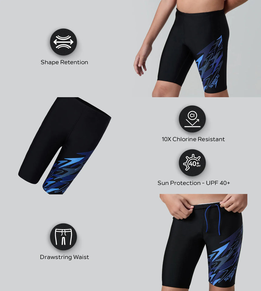 Boy's Endurance10 Medley Gala Logo Jammer - Black, Periwinkle Blue & Deep Saffire