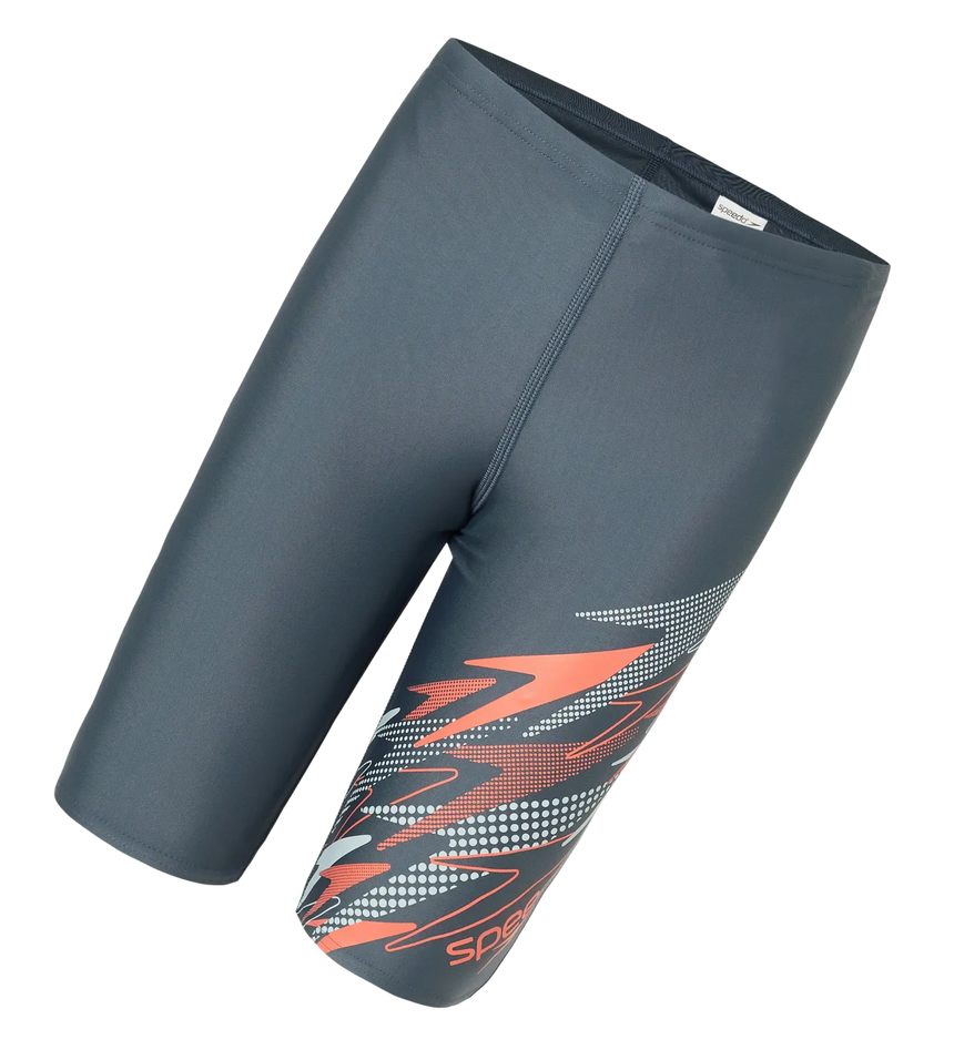 Boy's Endurabrite Medley Gala Logo Jammer - Grey Lead, Tropic Coral & Evening Grey