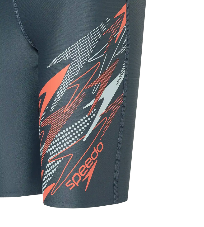 Boy's Endurabrite Medley Gala Logo Jammer - Grey Lead, Tropic Coral & Evening Grey