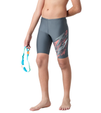 Boy's Endurabrite Medley Gala Logo Jammer - Grey Lead, Tropic Coral & Evening Grey