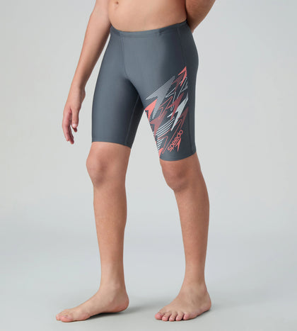 Boy's Endurabrite Medley Gala Logo Jammer - Grey Lead, Tropic Coral & Evening Grey