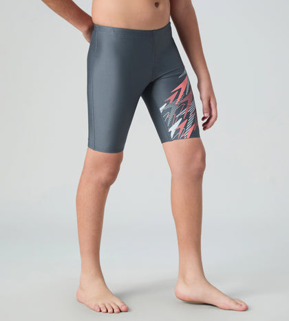 Boy's Endurabrite Medley Gala Logo Jammer - Grey Lead, Tropic Coral & Evening Grey