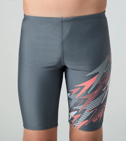 Boy's Endurabrite Medley Gala Logo Jammer - Grey Lead, Tropic Coral & Evening Grey