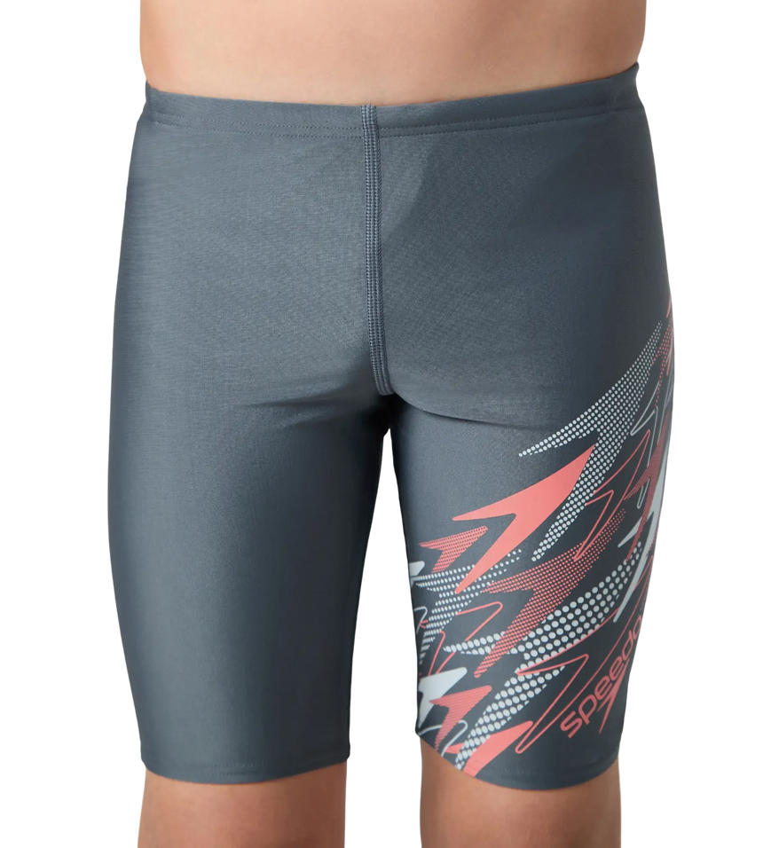 Boy's Endurabrite Medley Gala Logo Jammer - Grey Lead, Tropic Coral & Evening Grey