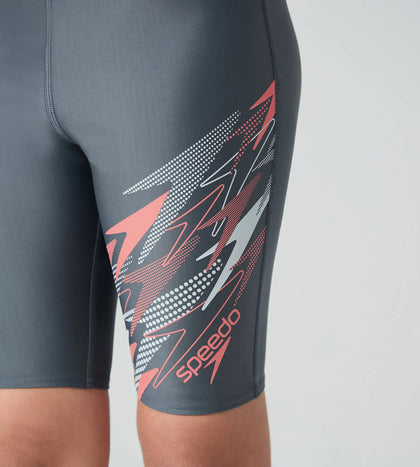 Boy's Endurabrite Medley Gala Logo Jammer - Grey Lead, Tropic Coral & Evening Grey