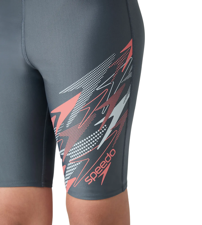 Boy's Endurabrite Medley Gala Logo Jammer - Grey Lead, Tropic Coral & Evening Grey
