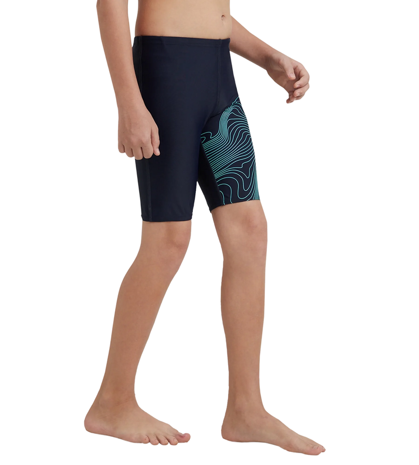 Boy's Endurance10 Tide Print Sports Gala Logo Jammer - True Navy & Arctic Glass