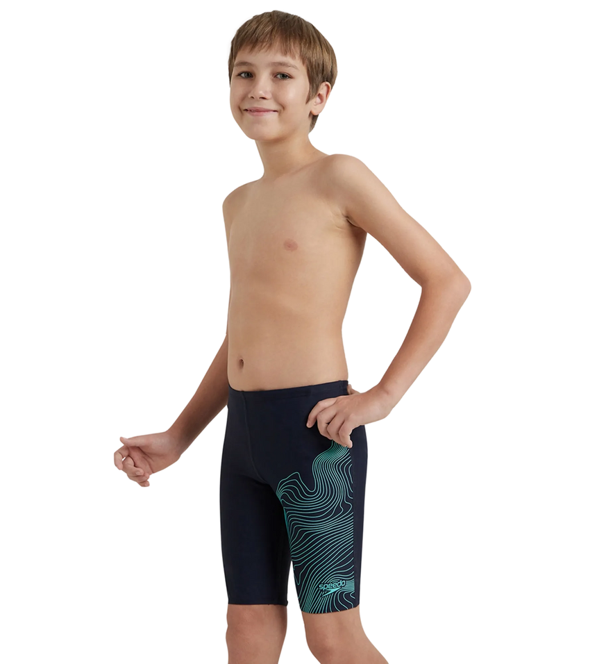 Boy's Endurance10 Tide Print Sports Gala Logo Jammer - True Navy & Arctic Glass