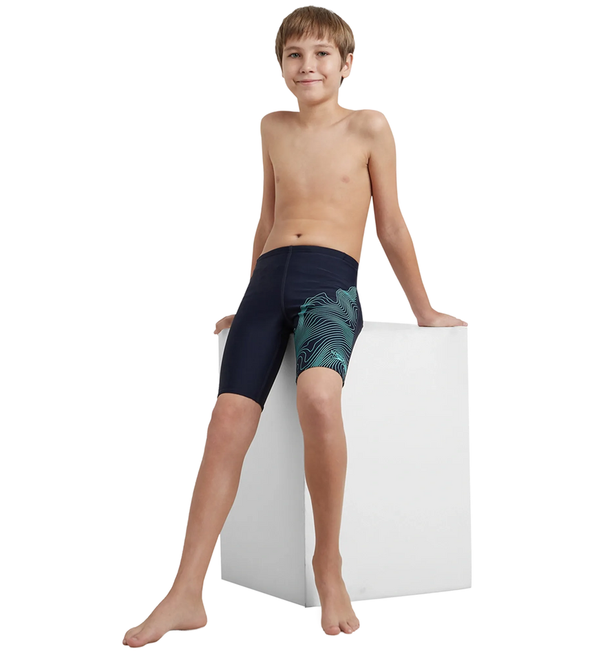 Boy's Endurance10 Tide Print Sports Gala Logo Jammer - True Navy & Arctic Glass