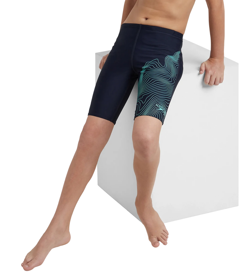 Boy's Endurance10 Tide Print Sports Gala Logo Jammer - True Navy & Arctic Glass