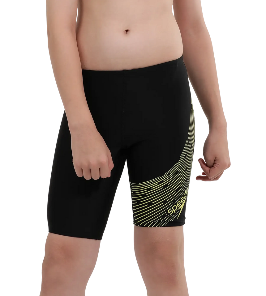 Boy's Endurance 10 Medley Logo Jammer - Black & Lemon Drizzle