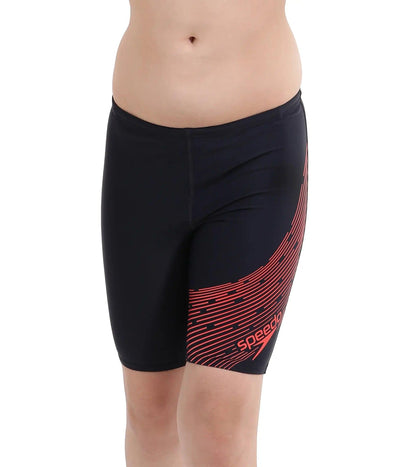 Boy's Endurance Medley Logo Jammer - True Navy  &  Watermelon_1