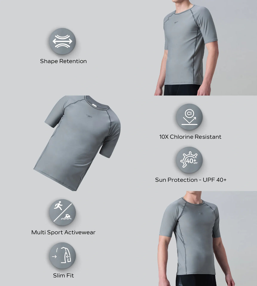 Men's Enduraflex Short Sleeve Suntop - Coin Grey & Electric Lime