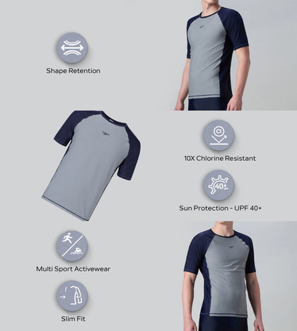 Men's Enduraflex Short Sleeve Suntop - Coin Grey & True Navy