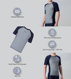 Men's Enduraflex Short Sleeve Suntop - Coin Grey & True Navy
