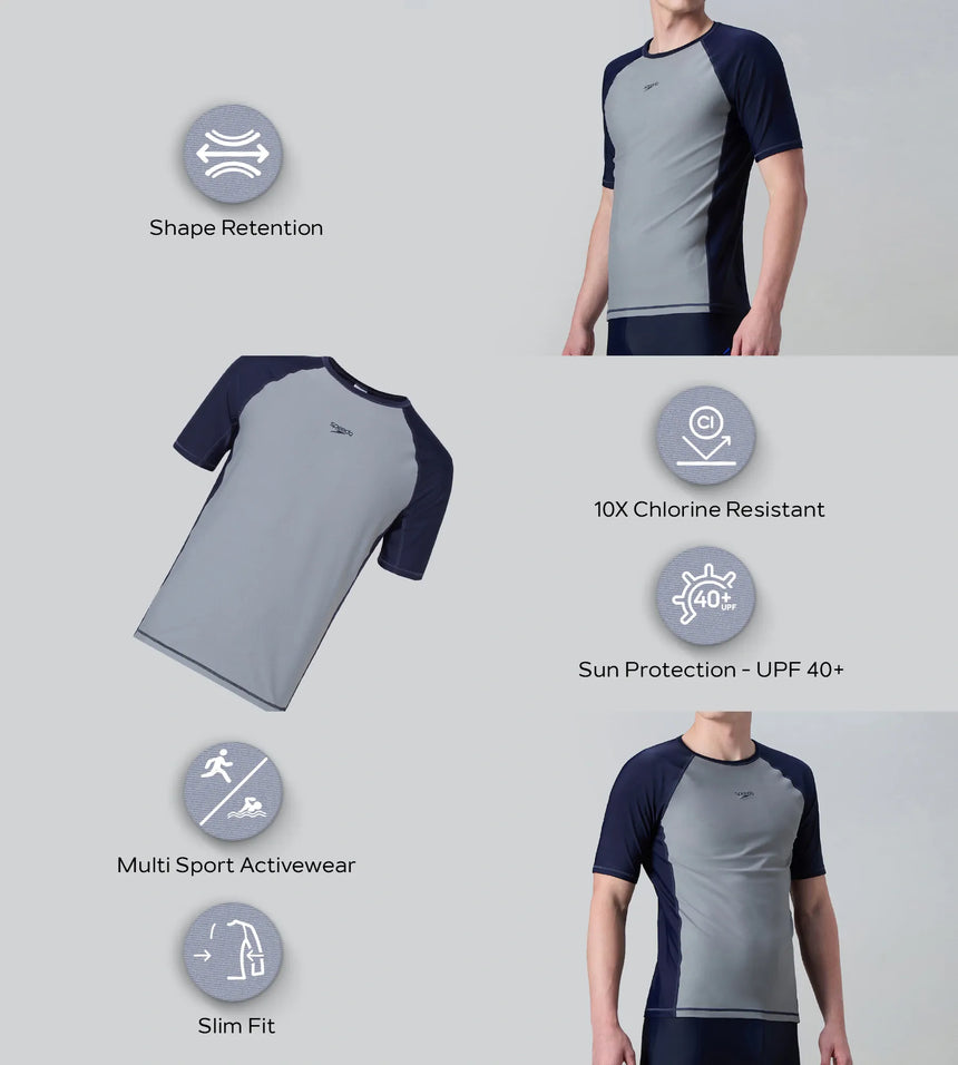 Men's Enduraflex Short Sleeve Suntop - Coin Grey & True Navy