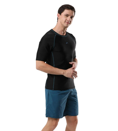 Men's Endurance  Short Sleeve Suntop - Black  &  Darkteal_3