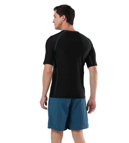 Men's Endurance  Short Sleeve Suntop - Black  &  Darkteal_4