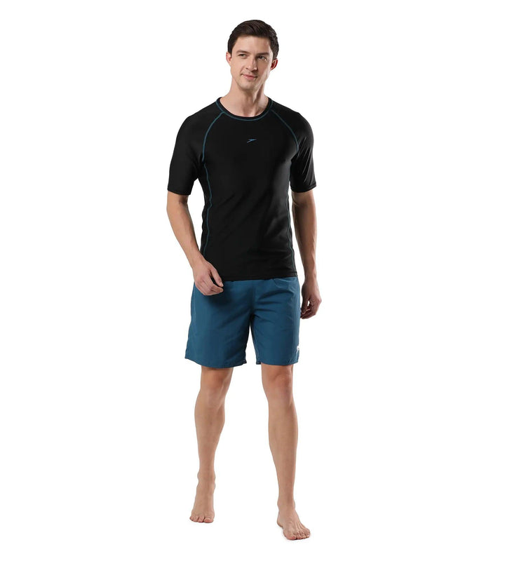 Men's Endurance  Short Sleeve Suntop - Black  &  Darkteal_5