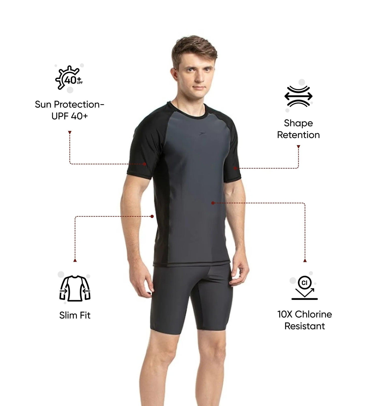 Men's Endurance 10 Short Sleeve Suntop - Oxid Grey & Black