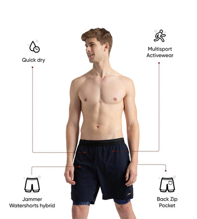 Men's Express Lite Multi Sport Watershorts With Built In Jammer - True Navy, Peacoat & Cerulean Blue