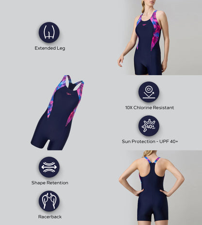 Women's Endurance10 Splice Racerback Legsuit - True Navy & Margarita Pink