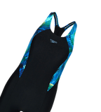 Women's Endurance10 Splice Print Racerback Legsuit - Black & Periwinkle Blue
