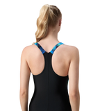 Women's Endurance10 Splice Print Racerback Legsuit - Black & Periwinkle Blue
