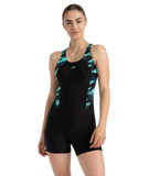 Women's Endurance10 Hyperboom Printed Splice Racerback Legsuit - Black, Dark Teal & Arctic Glass