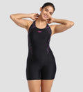 Women's Endurance 10 Hyperboom Splice Legsuit Swimwear - Black & Electric Pink