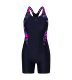 Women's Endurance10 Hyperboom Printed Splice Racerback Legsuit - True Navy, Hapuna Blue & Diva