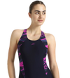 Women's Endurance10 Hyperboom Printed Splice Racerback Legsuit - True Navy, Hapuna Blue & Diva