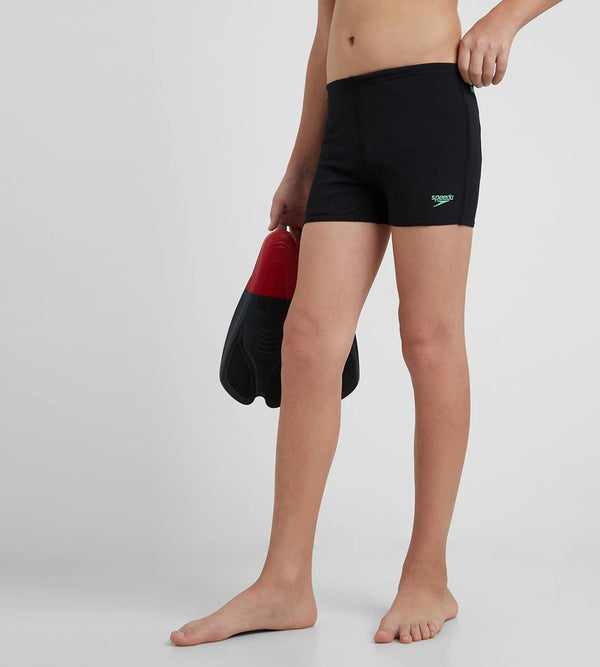 Boy's Recycled Endurance+ Quick Dry Essential Aquashort - Black & Harlequin Green