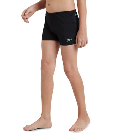 Boy's Recycled Endurance+ Quick Dry Essential Aquashort - Black & Harlequin Green