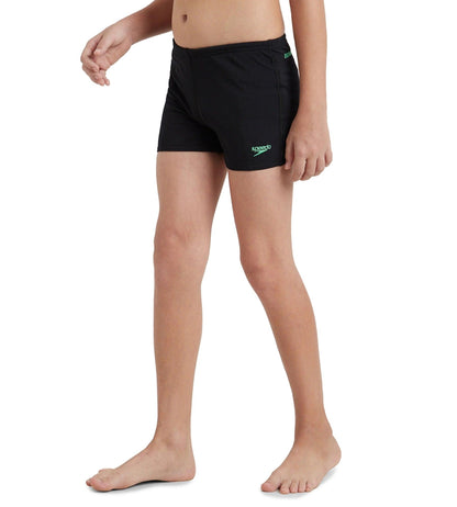 Boy's Recycled Endurance+ Quick Dry Essential Aquashort - Black & Harlequin Green