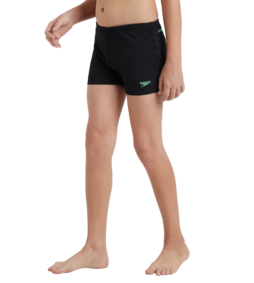 Boy's Recycled Endurance+ Quick Dry Essential Aquashort - Black & Harlequin Green