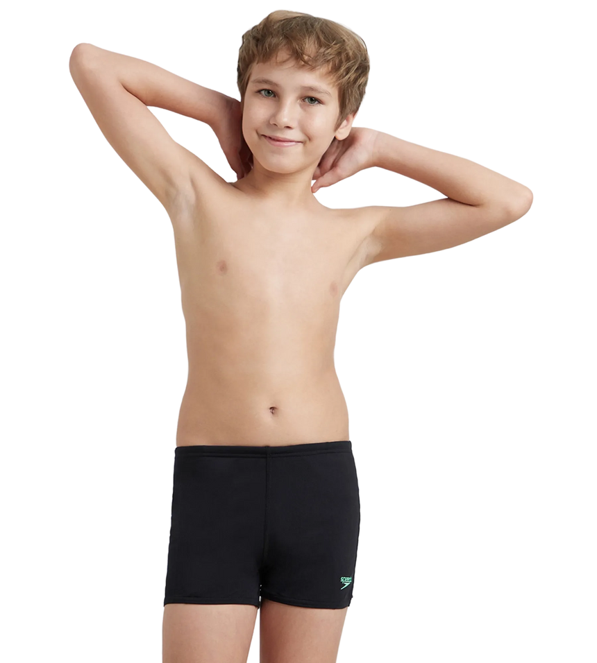 Boy's Recycled Endurance+ Quick Dry Essential Aquashort - Black & Harlequin Green