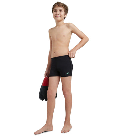 Boy's Recycled Endurance+ Quick Dry Essential Aquashort - Black & Harlequin Green