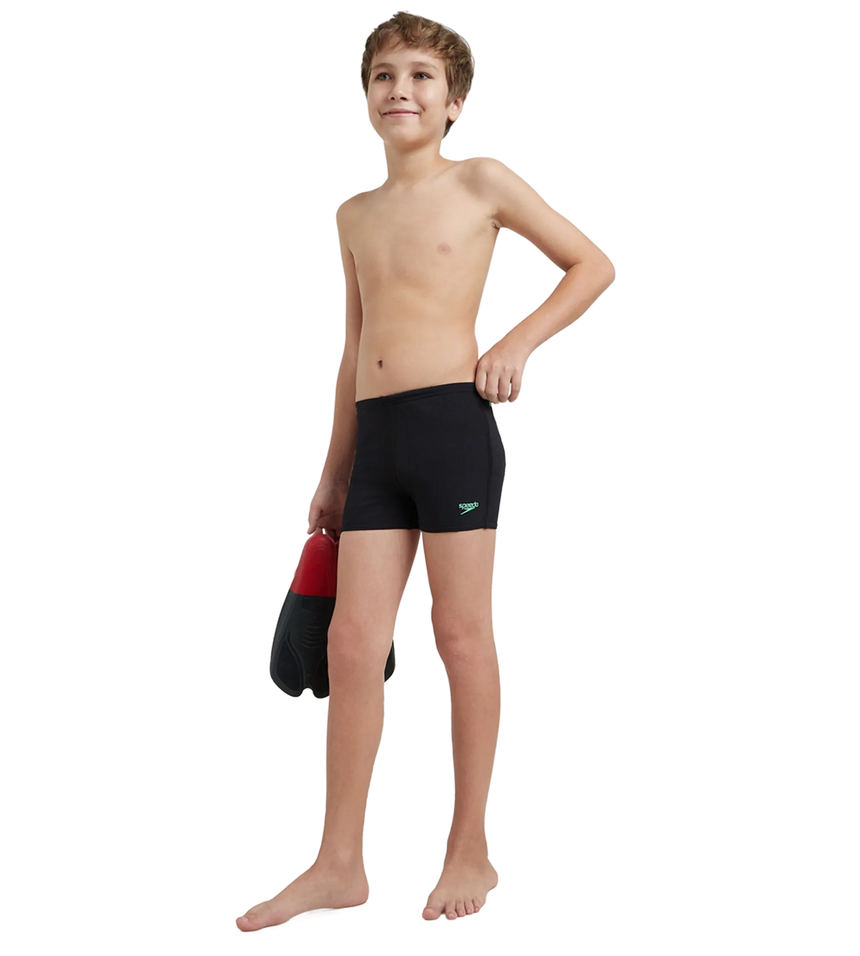 Boy's Recycled Endurance+ Quick Dry Essential Aquashort - Black & Harlequin Green