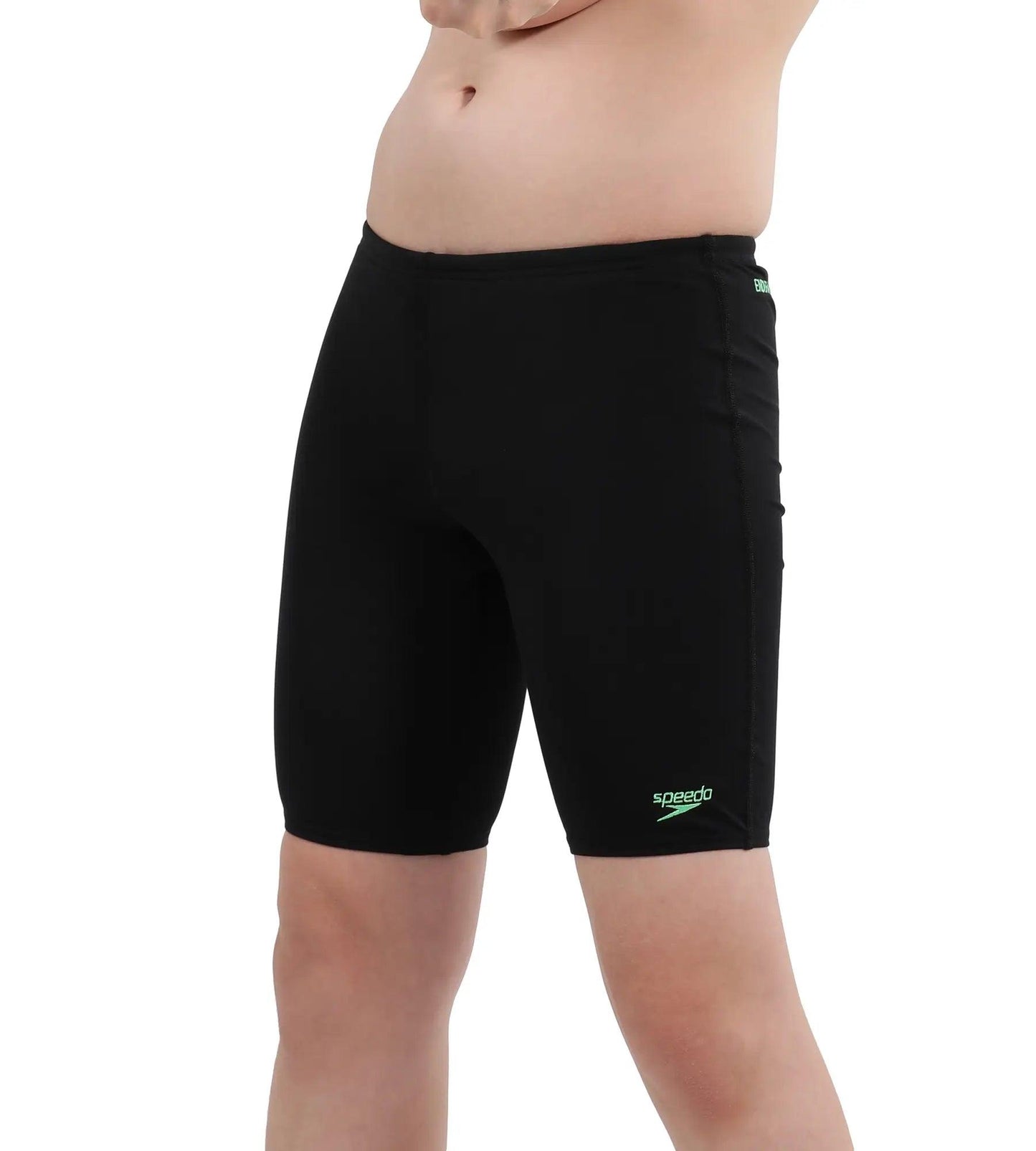 Boy's Essential Endurance+ Jammer - Black  &  Harlequin Green_2