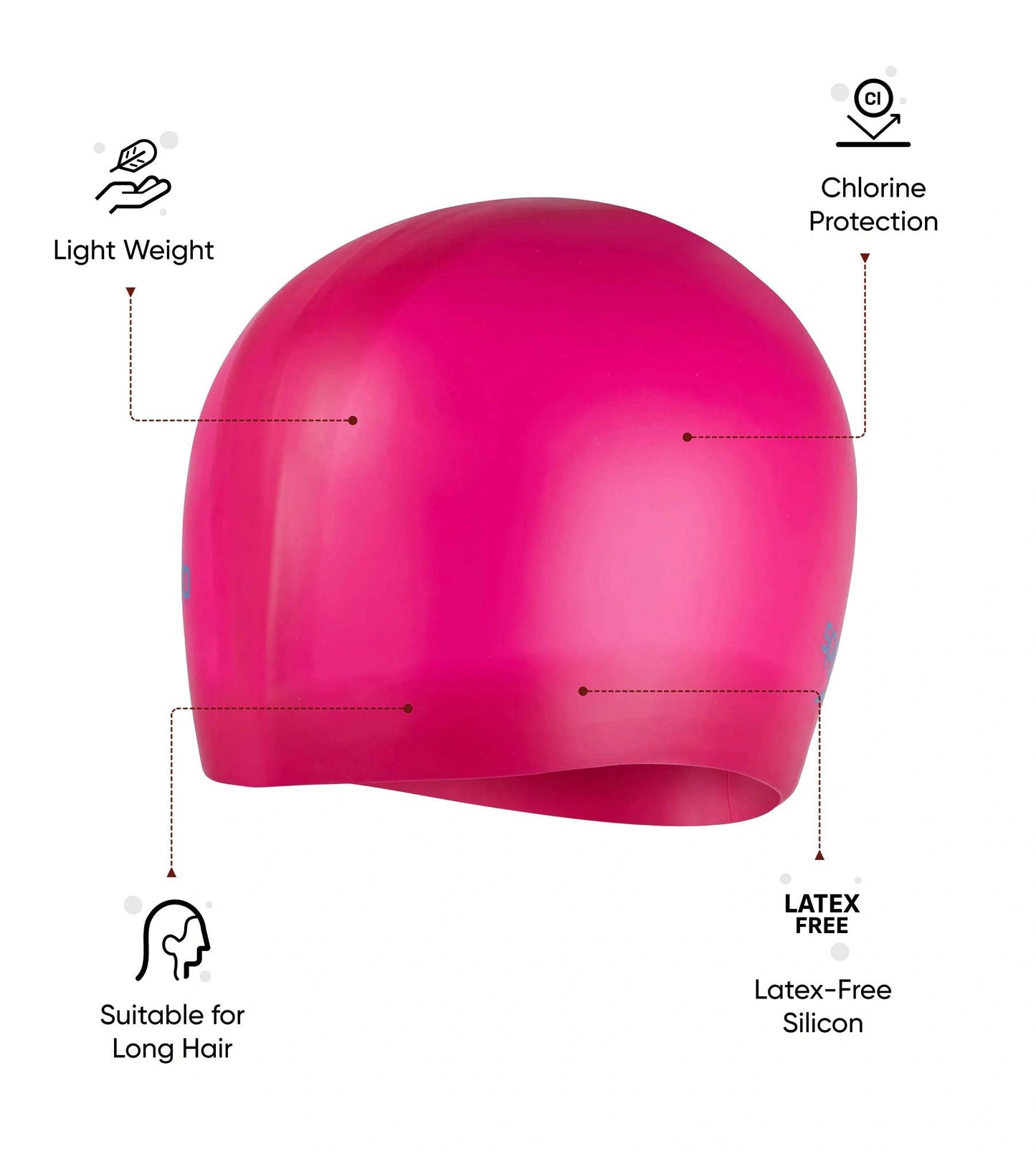 Unisex Kids Long Hair Chlorine Resistant Swim Cap For Boys and Girls - Pink & Blue