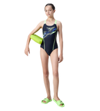 Gir's Endurance10 Medley Print Muscleback V-Cut One Piece Swimsuit - True Navy & Pale Clover