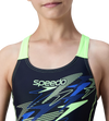 Gir's Endurance10 Medley Print Muscleback V-Cut One Piece Swimsuit - True Navy & Pale Clover