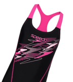 Gir's Endurance10 Medley Print Muscleback V-Cut One Piece Swimsuit - Black & Margarita Pink