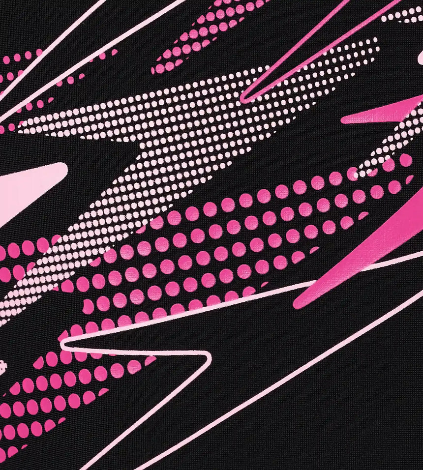 Gir's Endurance10 Medley Print Muscleback V-Cut One Piece Swimsuit - Black & Margarita Pink